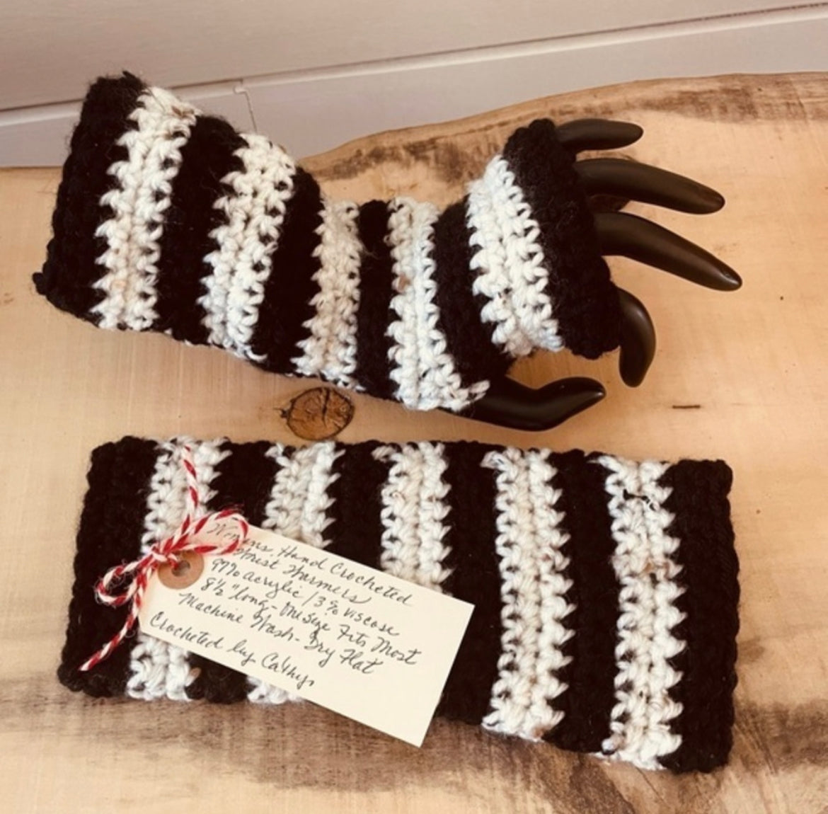 Women's Crochet Wool Fingerless Gloves for Winter, Nepalese Glove Black