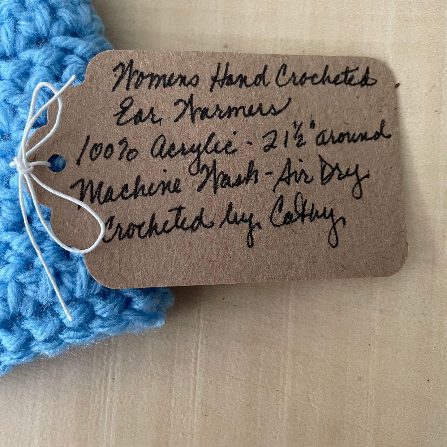 closeup of handwritten tag--details in description