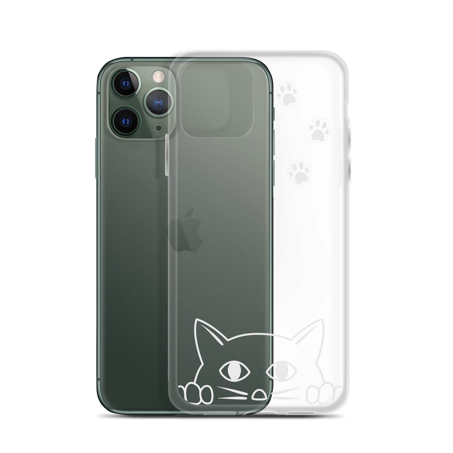 Peek-a-boo Cat Clear Case for iPhone® Slim Fit Sturdy Cover Protective Pawprint Design for Pet Lovers Moms Dads