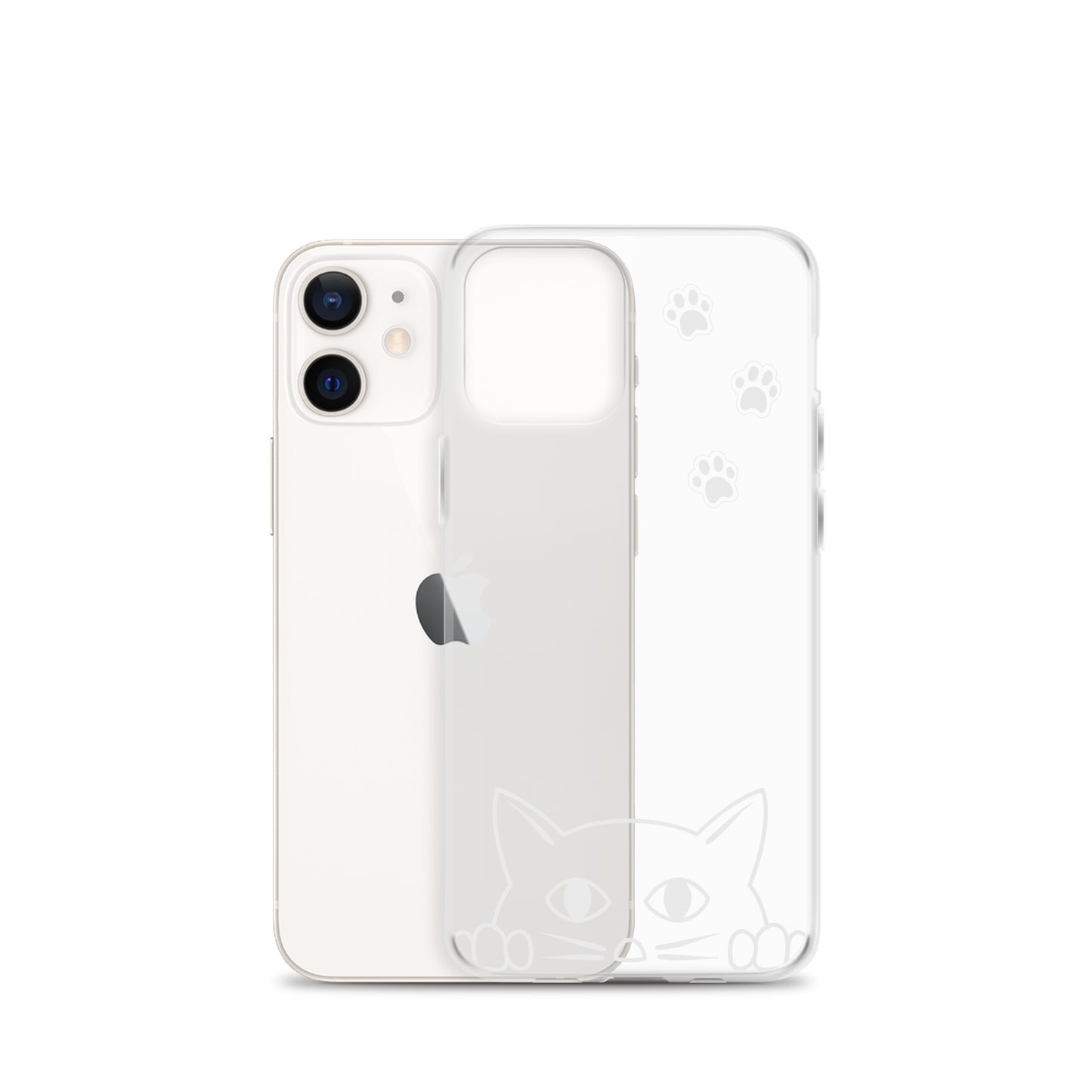 Peek-a-boo Cat Clear Case for iPhone® Slim Fit Sturdy Cover Protective Pawprint Design for Pet Lovers Moms Dads