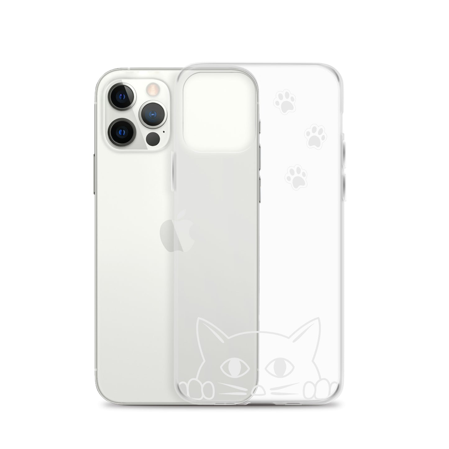 Peek-a-boo Cat Clear Case for iPhone® Slim Fit Sturdy Cover Protective Pawprint Design for Pet Lovers Moms Dads