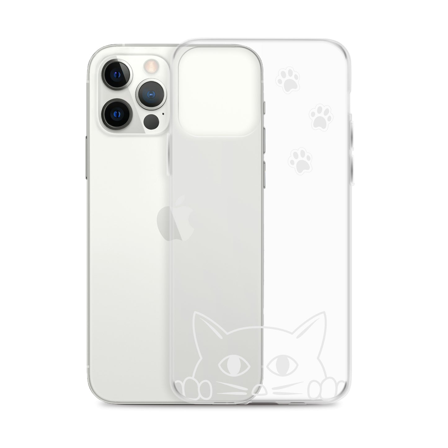 Peek-a-boo Cat Clear Case for iPhone® Slim Fit Sturdy Cover Protective Pawprint Design for Pet Lovers Moms Dads