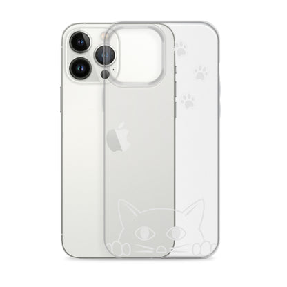 Peek-a-boo Cat Clear Case for iPhone® Slim Fit Sturdy Cover Protective Pawprint Design for Pet Lovers Moms Dads