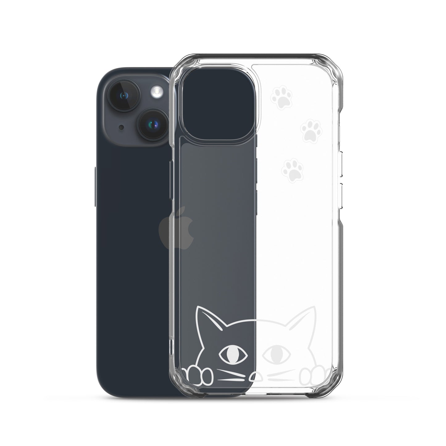 Peek-a-boo Cat Clear Case for iPhone® Slim Fit Sturdy Cover Protective Pawprint Design for Pet Lovers Moms Dads