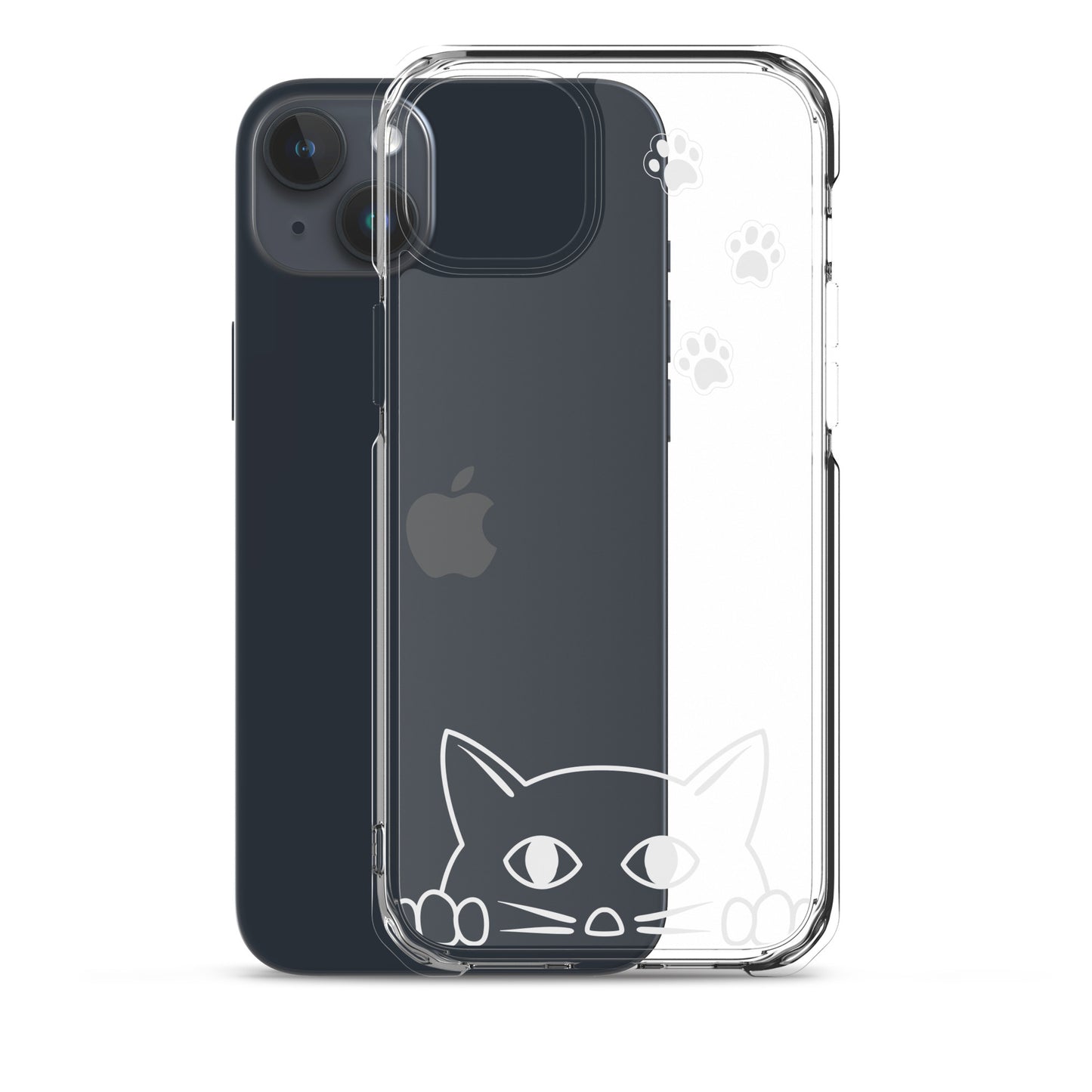 Peek-a-boo Cat Clear Case for iPhone® Slim Fit Sturdy Cover Protective Pawprint Design for Pet Lovers Moms Dads