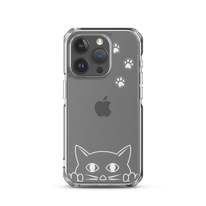 Peek-a-boo Cat Clear Case for iPhone® Slim Fit Sturdy Cover Protective Pawprint Design for Pet Lovers Moms Dads