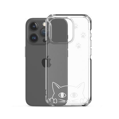 Peek-a-boo Cat Clear Case for iPhone® Slim Fit Sturdy Cover Protective Pawprint Design for Pet Lovers Moms Dads