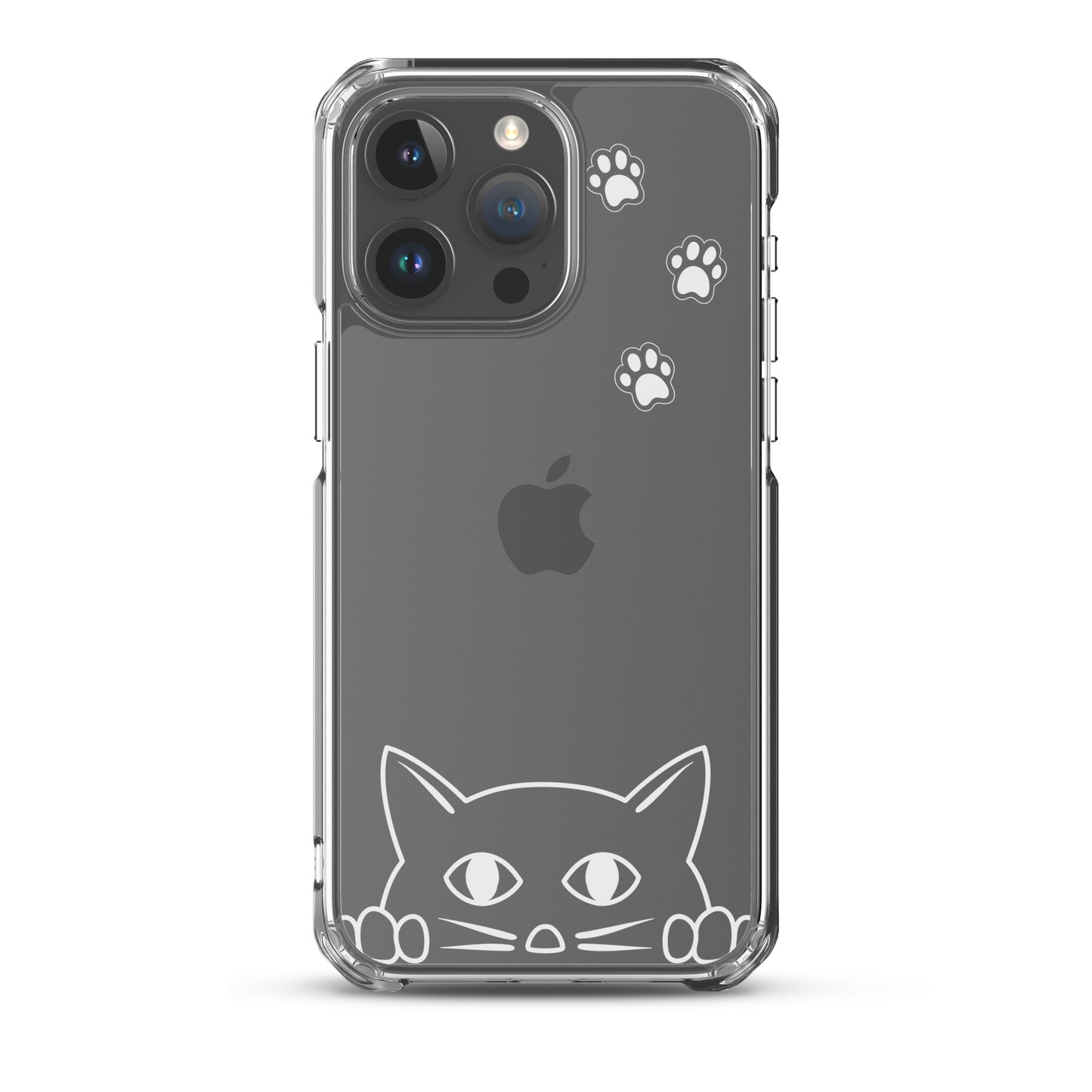 Peek-a-boo Cat Clear Case for iPhone® Slim Fit Sturdy Cover Protective Pawprint Design for Pet Lovers Moms Dads