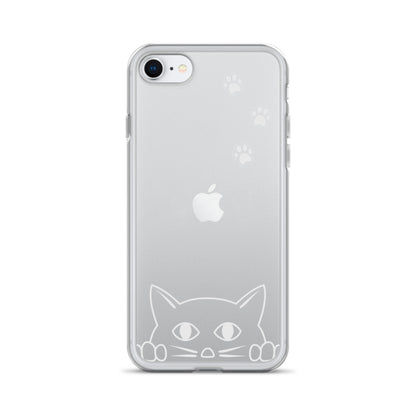 Peek-a-boo Cat Clear Case for iPhone® Slim Fit Sturdy Cover Protective Pawprint Design for Pet Lovers Moms Dads