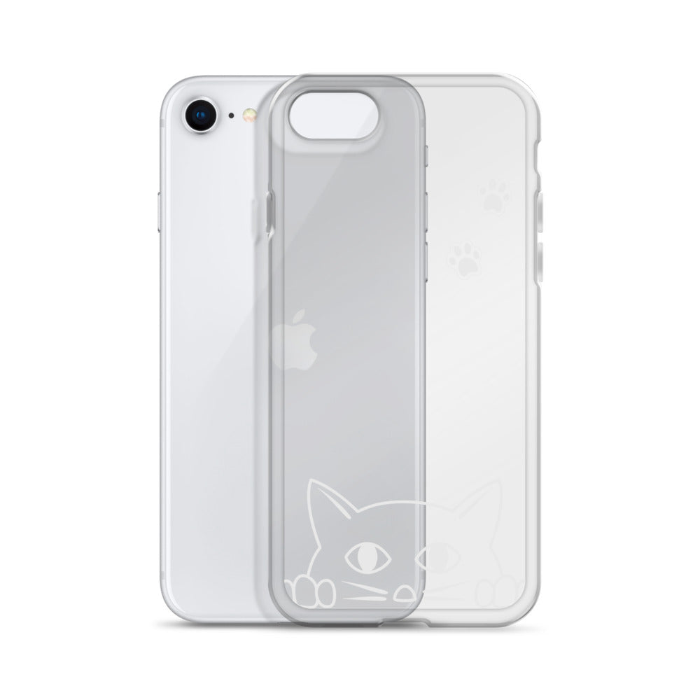 Peek-a-boo Cat Clear Case for iPhone® Slim Fit Sturdy Cover Protective Pawprint Design for Pet Lovers Moms Dads