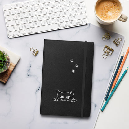 Lined Journal Notebook Peek-a-boo Cat Pawprint Design Medium 5.5" x 8.5" 80 pages Hardcover for Pet Lovers Women Men Writing Work School Office