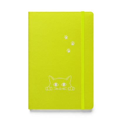 Lined Journal Notebook Peek-a-boo Cat Pawprint Design Medium 5.5" x 8.5" 80 pages Hardcover for Pet Lovers Women Men Writing Work School Office