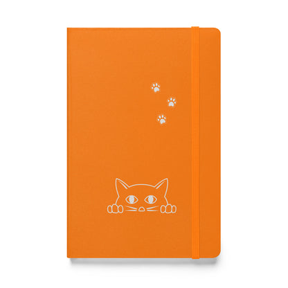 Lined Journal Notebook Peek-a-boo Cat Pawprint Design Medium 5.5" x 8.5" 80 pages Hardcover for Pet Lovers Women Men Writing Work School Office