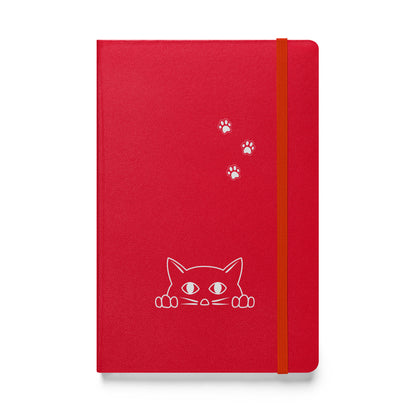 Lined Journal Notebook Peek-a-boo Cat Pawprint Design Medium 5.5" x 8.5" 80 pages Hardcover for Pet Lovers Women Men Writing Work School Office