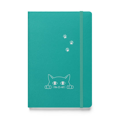 Lined Journal Notebook Peek-a-boo Cat Pawprint Design Medium 5.5" x 8.5" 80 pages Hardcover for Pet Lovers Women Men Writing Work School Office