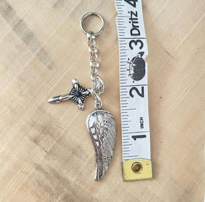 Cross & Angel Wing Keychain 3.5”